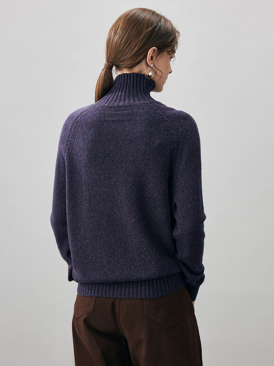 COMOBOCA 100% Cashmere Women's Ribbed Turtleneck Sweater