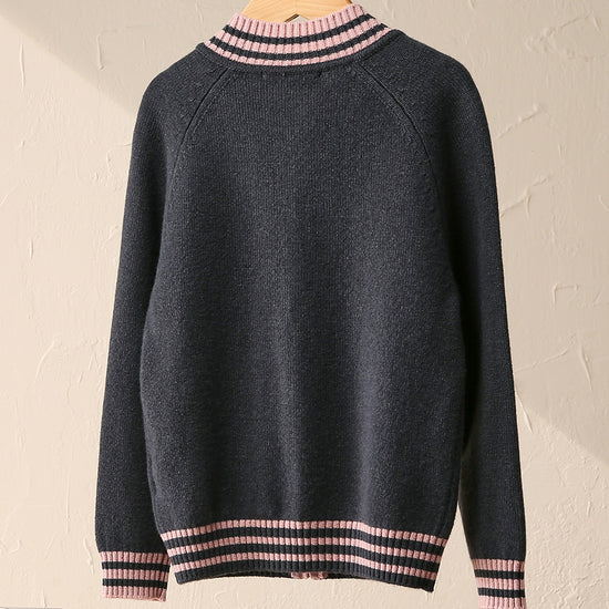 COMOBOCA 100% Wool Kid's Cable Knit Zip Up Coat