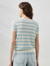 COMOBOCA Women's Striped Ribbed Knit T-Shirt