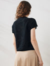 COMOBOCA Women's Lace Patterned Knit T-Shirt