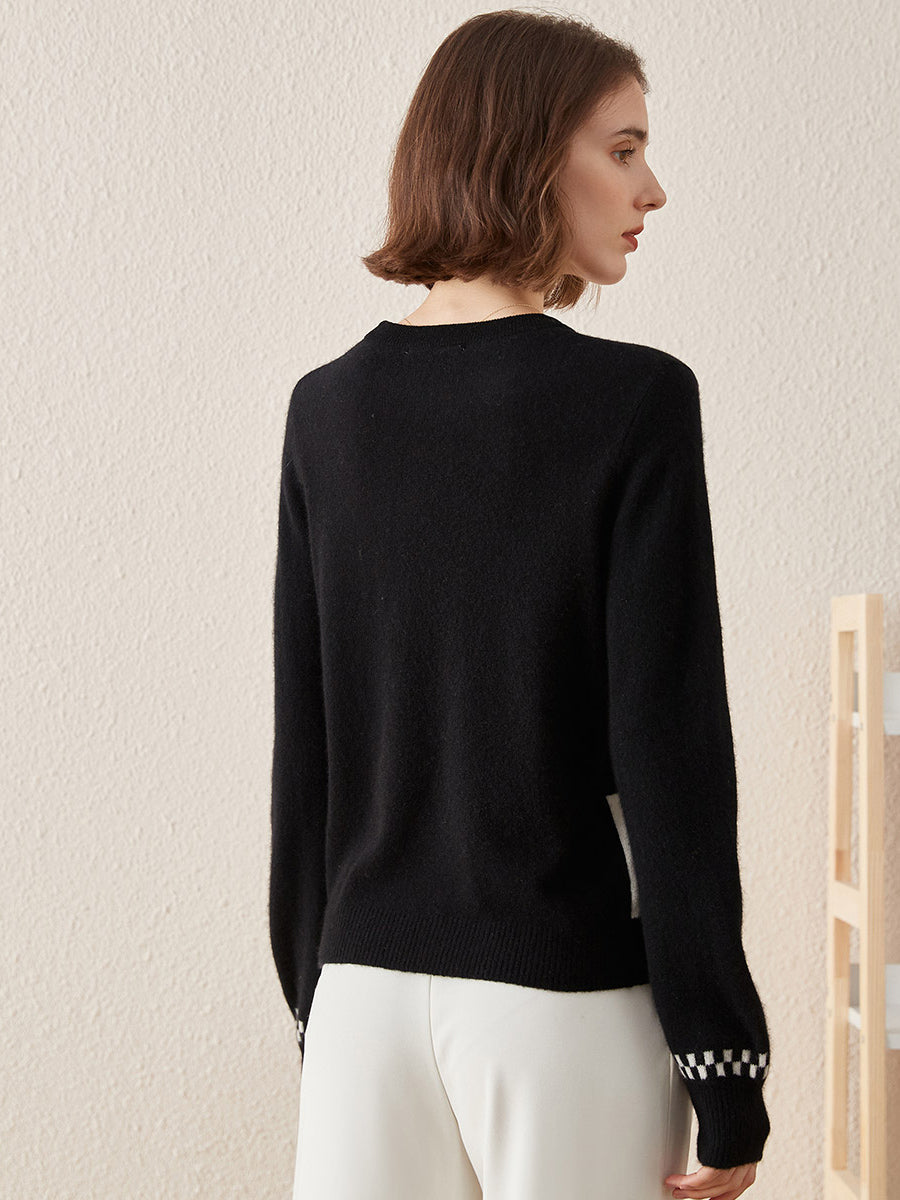 COMOBOCA 100% Cashmere Women's Round Neck Knit Sweater