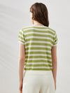 COMOBOCA Women's Striped Ribbed Knit T-Shirt