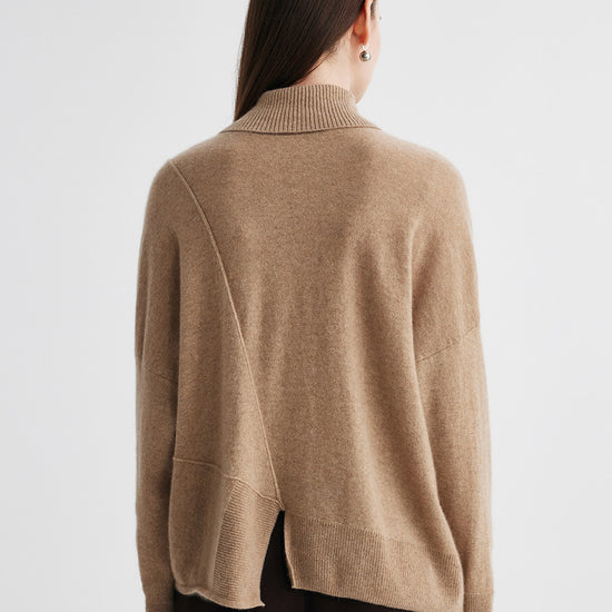 COMOBOCA 100% Cashmere Women's Asymmetric Turtleneck Sweater