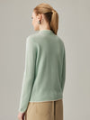 COMOBOCA 100% Cashmere Women's Ribbed Contrast Trim Sweater