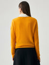 COMOBOCA 100% Cashmere Women's Cozy Ribbed V-Neck Sweater