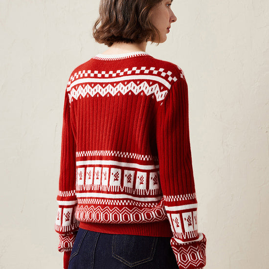 COMOBOCA 100% Cashmere Women's Sweater with Abstract Design