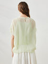 COMOBOCA Women's Crinkle Textured Blouse with Button Closure