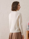 COMOBOCA 100% Wool Women's Round Neck Cardigan Sweater