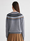 COMOBOCA 100% Cashmere Women's Fair Isle Round Neck Sweater