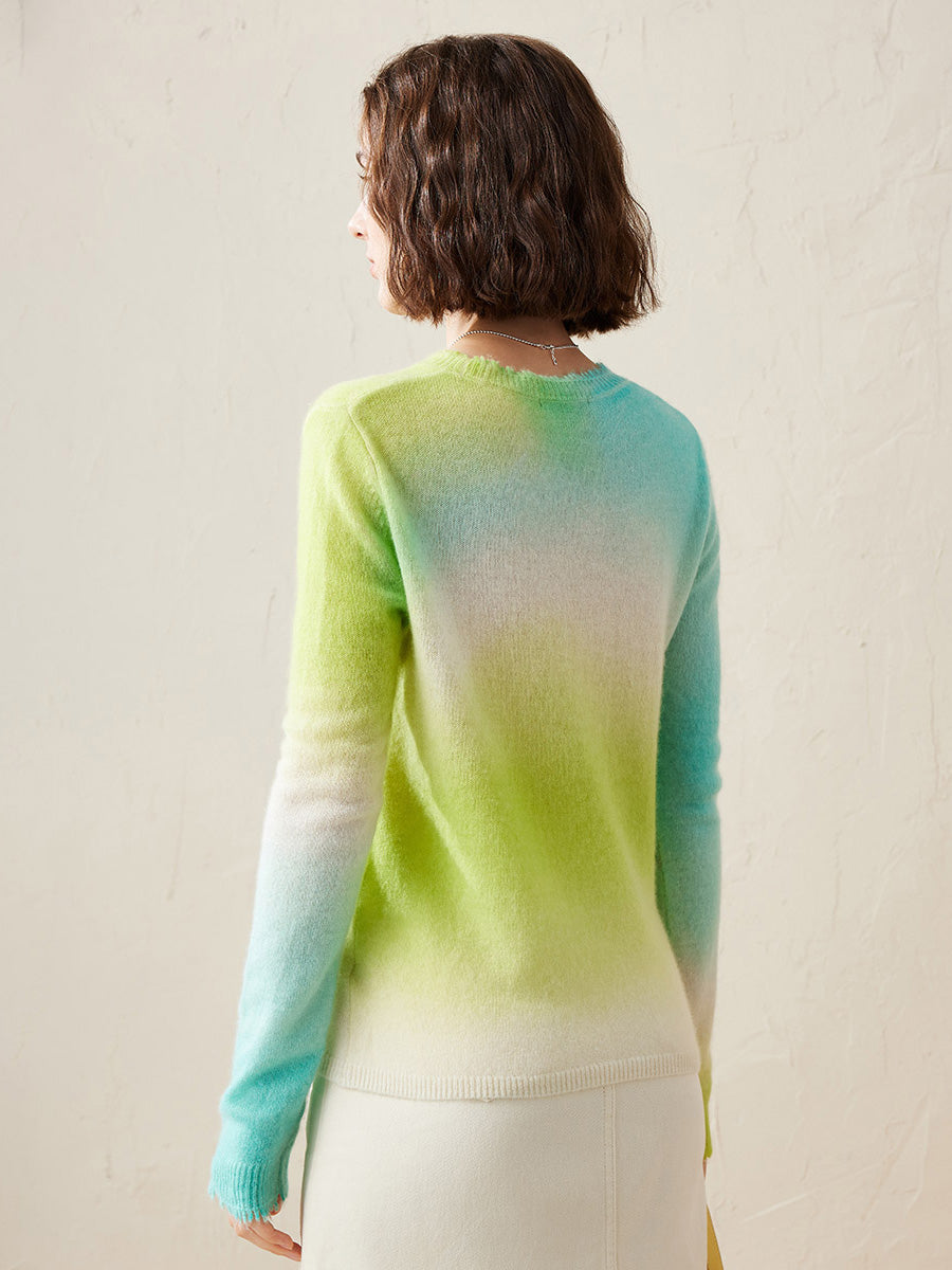 COMOBOCA 100% Cashmere Women's Gradient Ombre Sweater