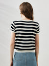 COMOBOCA Women's Striped Ribbed Knit T-Shirt