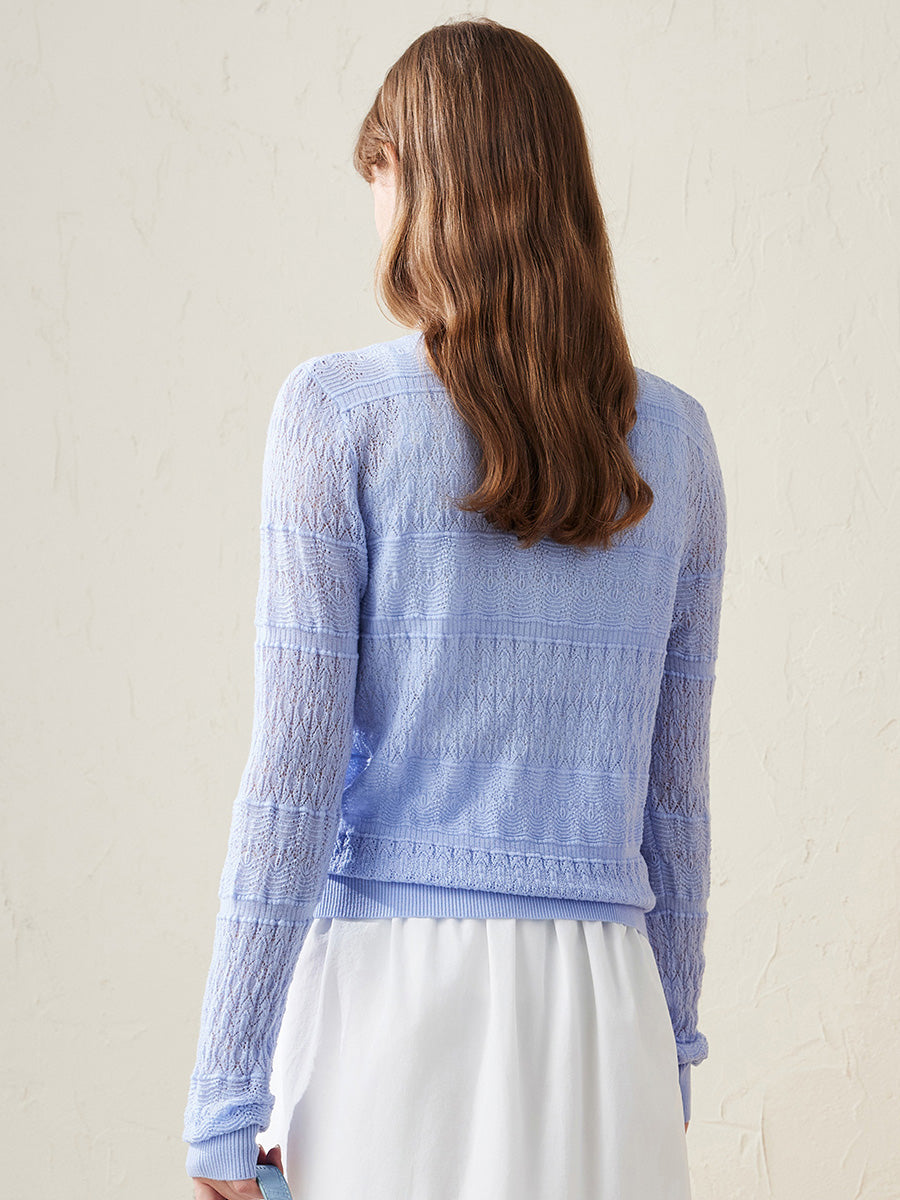 COMOBOCA 100% Wool Women's Stylish Lace Knit Sweater