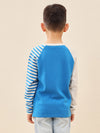COMOBOCA 100% Wool Kid's Color Block Striped Sleeve Knit Sweater