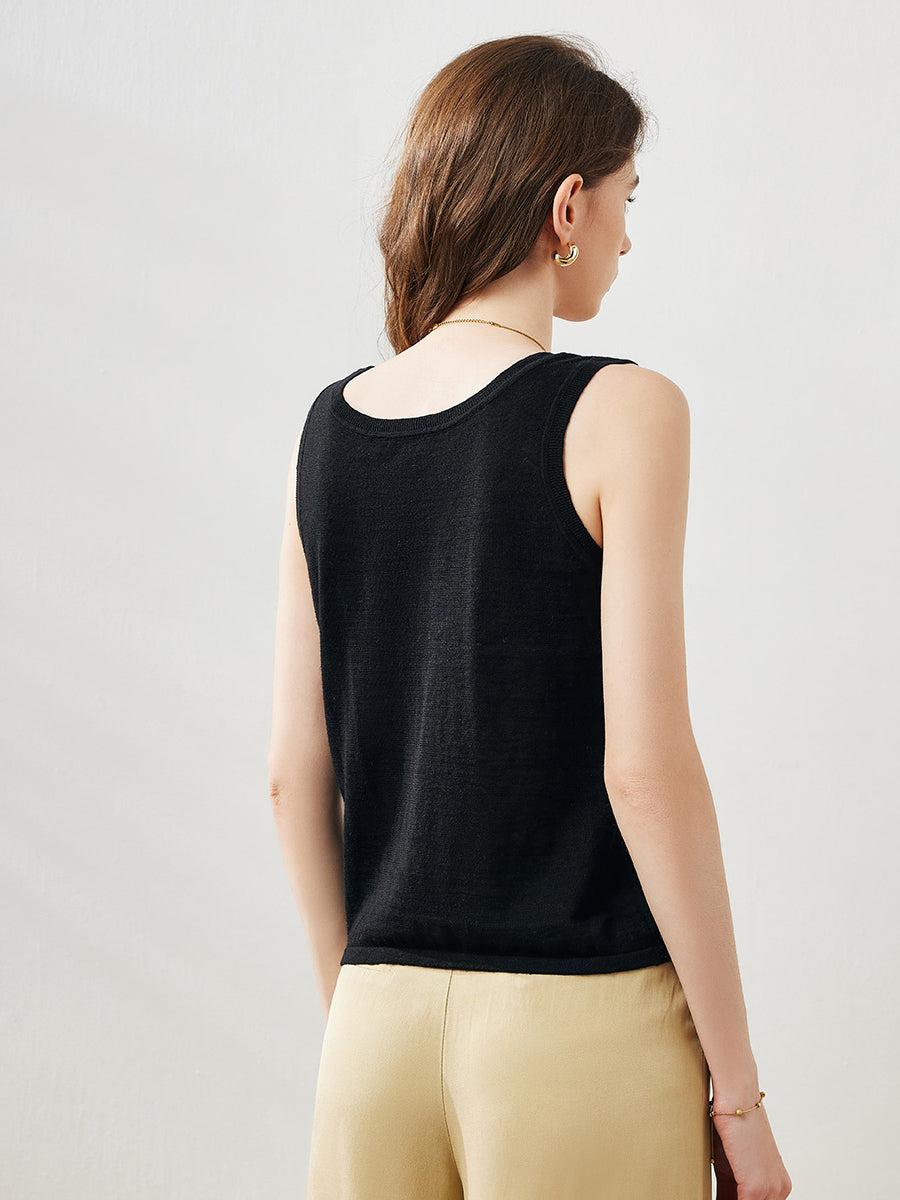 COMOBOCA Women's Linen Versatile Basic Tank Top