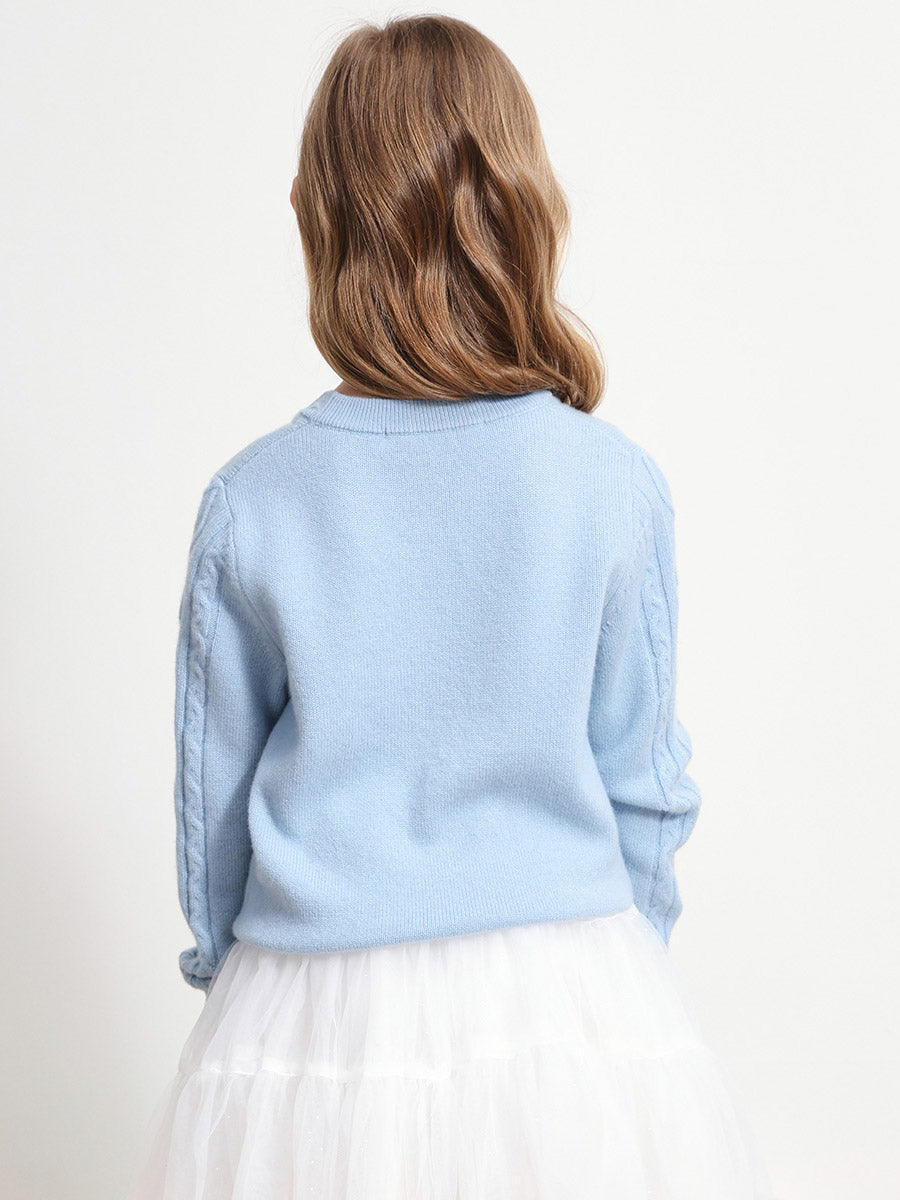 COMOBOCA 100% Wool Kids' Ribbed Round Neck Sweater