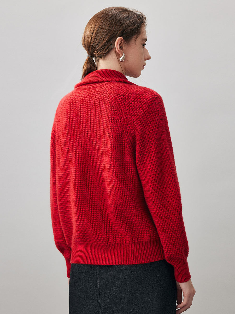 COMOBOCA 100% Cashmere Women's Double Zip Knit Cardigan