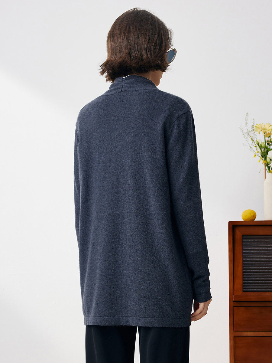 COMOBOCA 100% Cashmere Women's Leather Buckle Knit Coat