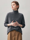 COMOBOCA 100% Cashmere Women's Asymmetric Turtleneck Sweater