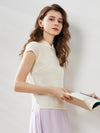 COMOBOCA Women's Textured Pearl Accents Blouse