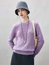 COMOBOCA 100% Cashmere Women's Cable Round Neck Knit Sweater