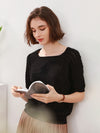 COMOBOCA 100% Mulberry Silk Women's Textured T-Shirt