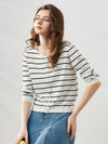 COMOBOCA Women's Striped Button-Down Cardigan