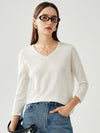 COMOBOCA White Women's V-Neck 3/4 Sleeve Golden Heart T-Shirt