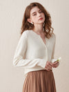 COMOBOCA WHITE 100% Wool Women's Cardigan Sweater