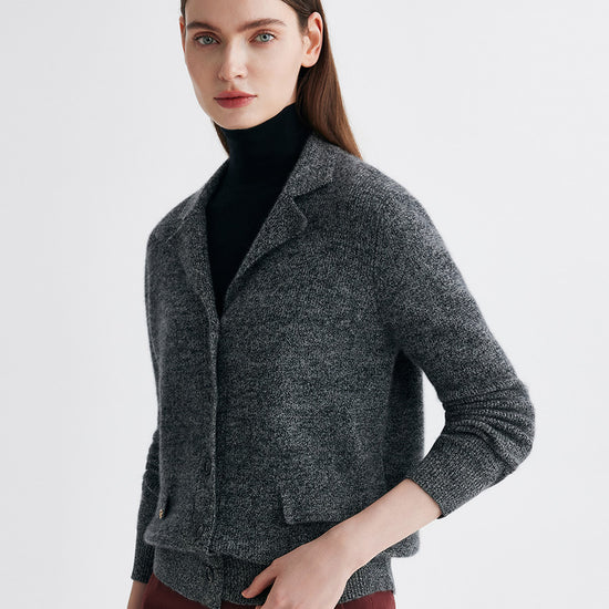 COMOBOCA 100% Cashmere Women's Shawl Collar Button Up Knit Cardigan