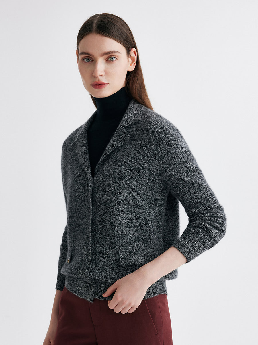 COMOBOCA 100% Cashmere Women's Shawl Collar Button Up Knit Cardigan