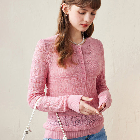 COMOBOCA 100% Wool Women's Stylish Lace Knit Sweater