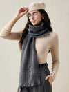 COMOBOCA Gray 100% Cashmere Scarf with Fringes and Metallic Shimmer