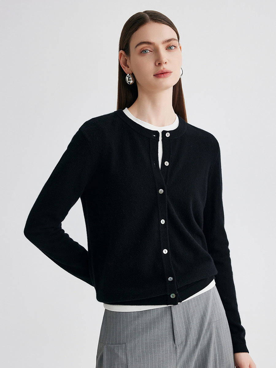 COMOBOCA 100% Cashmere Women's Button-Up Cardigan