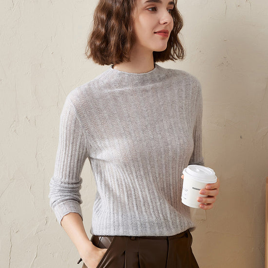 COMOBOCA Women's Ribbed Mock Neck Knit Sweater