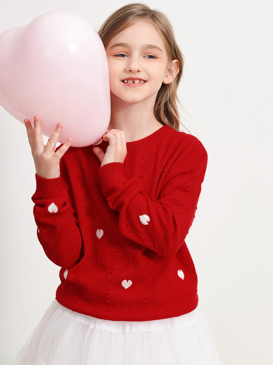 COMOBOCA RED 100% Wool Kids' Round Neck Sweater