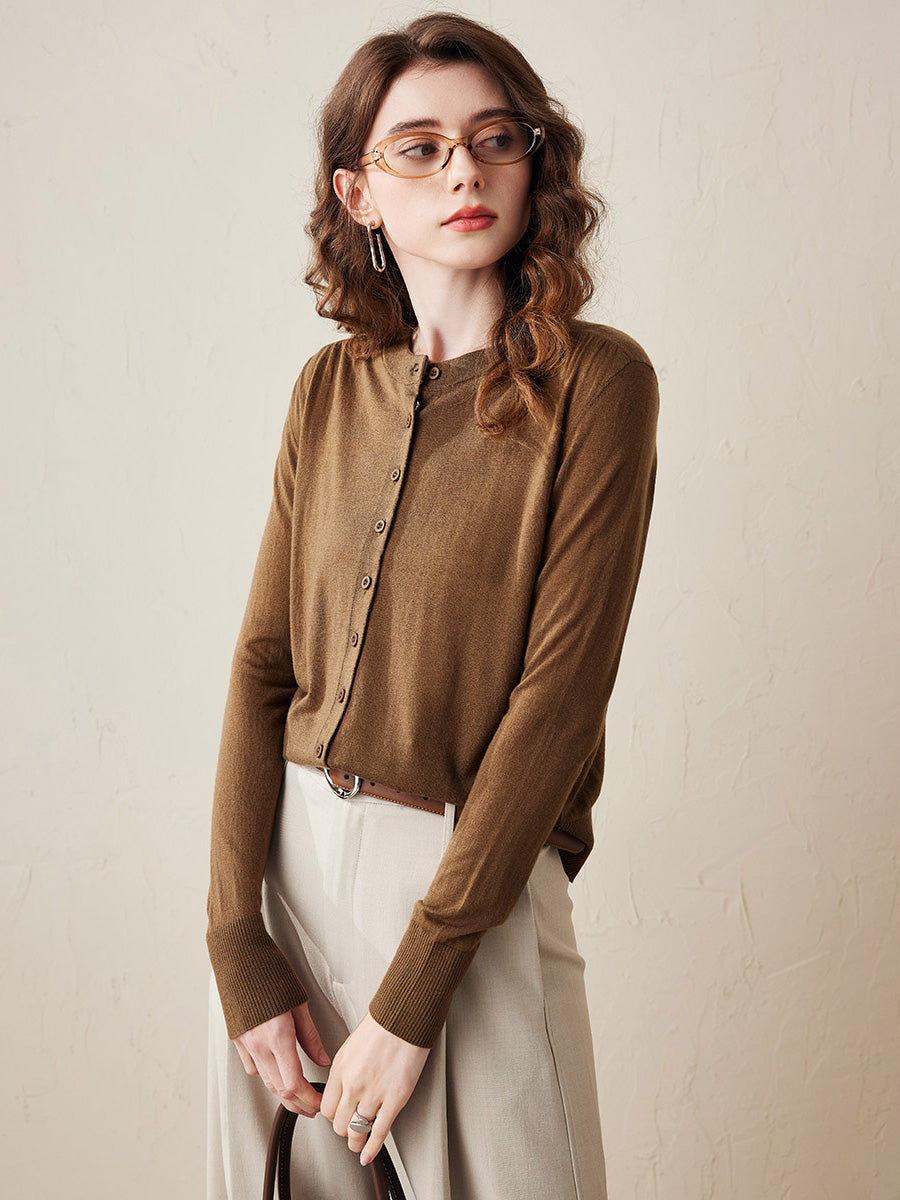 COMOBOCA Women's Classic Ribbed Button Up Cardigan