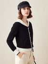 COMOBOCA 100% Cashmere Women's Sailor Collar Faux Cardigan