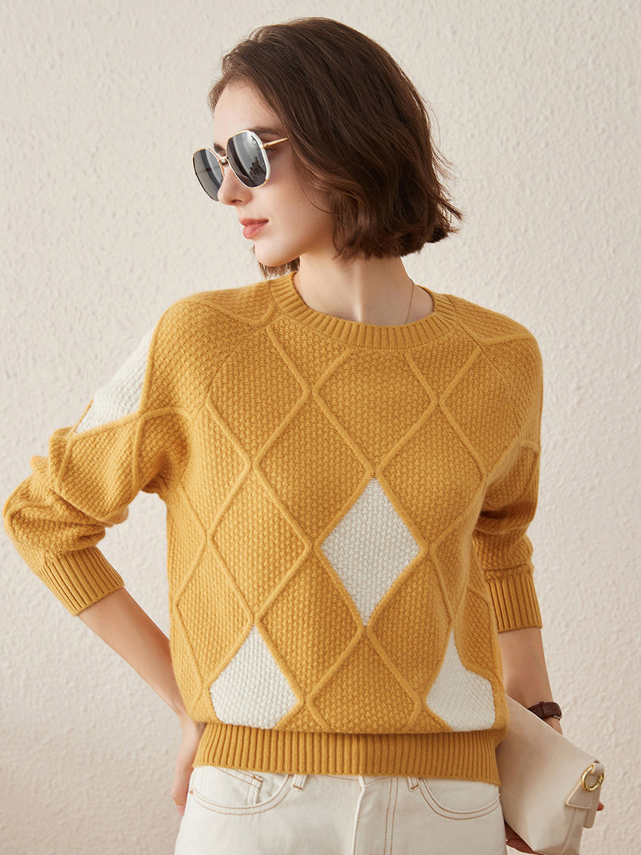 COMOBOCA 100% Cashmere Women's Sweater with Gold&Silver Threads