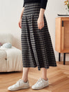 COMOBOCA Black Women's Plaid Wool Knit A Line Skirt
