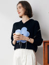 COMOBOCA 100% Cashmere Women's Flower Embroidered Hoodie