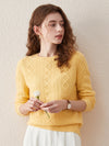 COMOBOCA 100% Wool Women's Cable Knit Sweater