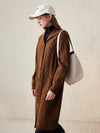 COMOBOCA 100% Wool Women's Cable Knit Long Front Button Coat
