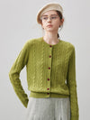 COMOBOCA 100% Cashmere Women's Cable Button Front Knit Cardigan