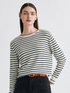 COMOBOCA 100% Cashmere Women's Striped Round Neck Sweater