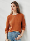 COMOBOCA Orange Women's Cable Knit Ribbed Sweater