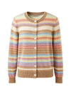 COMOBOCA 100% Cashmere Women's Striped Button Down Cardigan