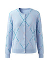 COMOBOCA 100% Cashmere Women's Diamond Patterned Pearl Button Cardigan