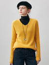 COMOBOCA 100% Cashmere Women's V-Neck Ribbed Knit Sweater