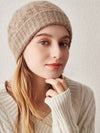 COMOBOCA 100% Cashmere Stylish Cable Knit Beanie