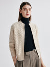 COMOBOCA 100% Cashmere Women's Cable Zip Up Knit Cardigan